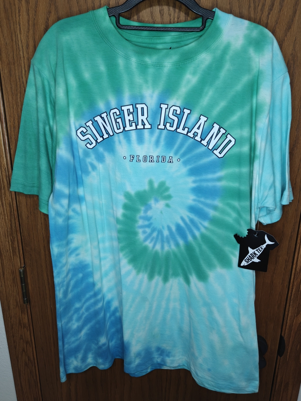 Men's Shark Tee Tie-Dye T-Shirt - Teal & Blue, Size L